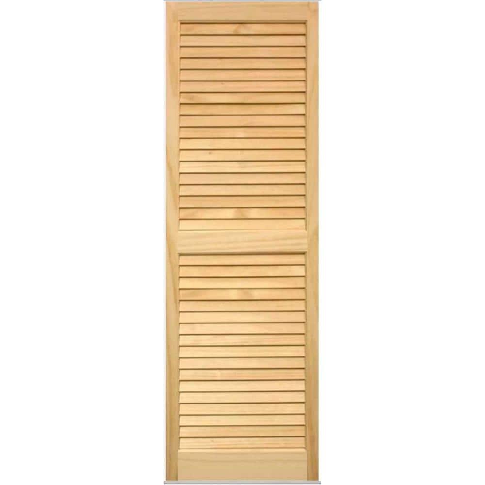 Pinecroft Exterior Louvered Shutters Pair 15 In. x 43 In. Rectangle Pine Frame
