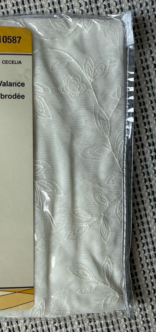 Style Selections Cecelia 54 in x17 in One Piece Ivory Embroidered Lace Valance