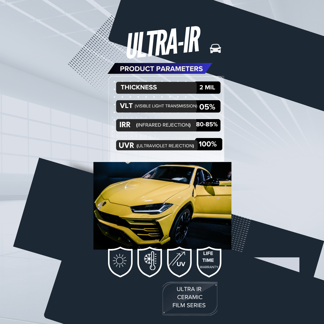 Ceramic Window Film Ultra IR Series 2Mil Heat & UV Protection,99.9%UVR,80-85%IRR
