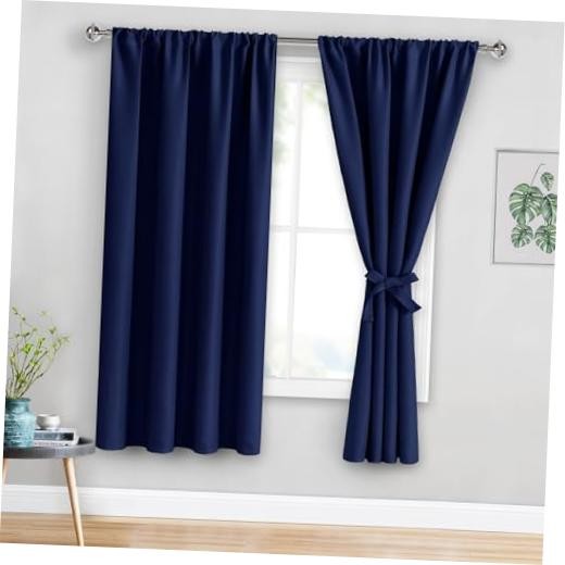 Blackout Curtains for Bedroom– Thermal 42″W x 63″L (Pack of 2) Navy Blue
