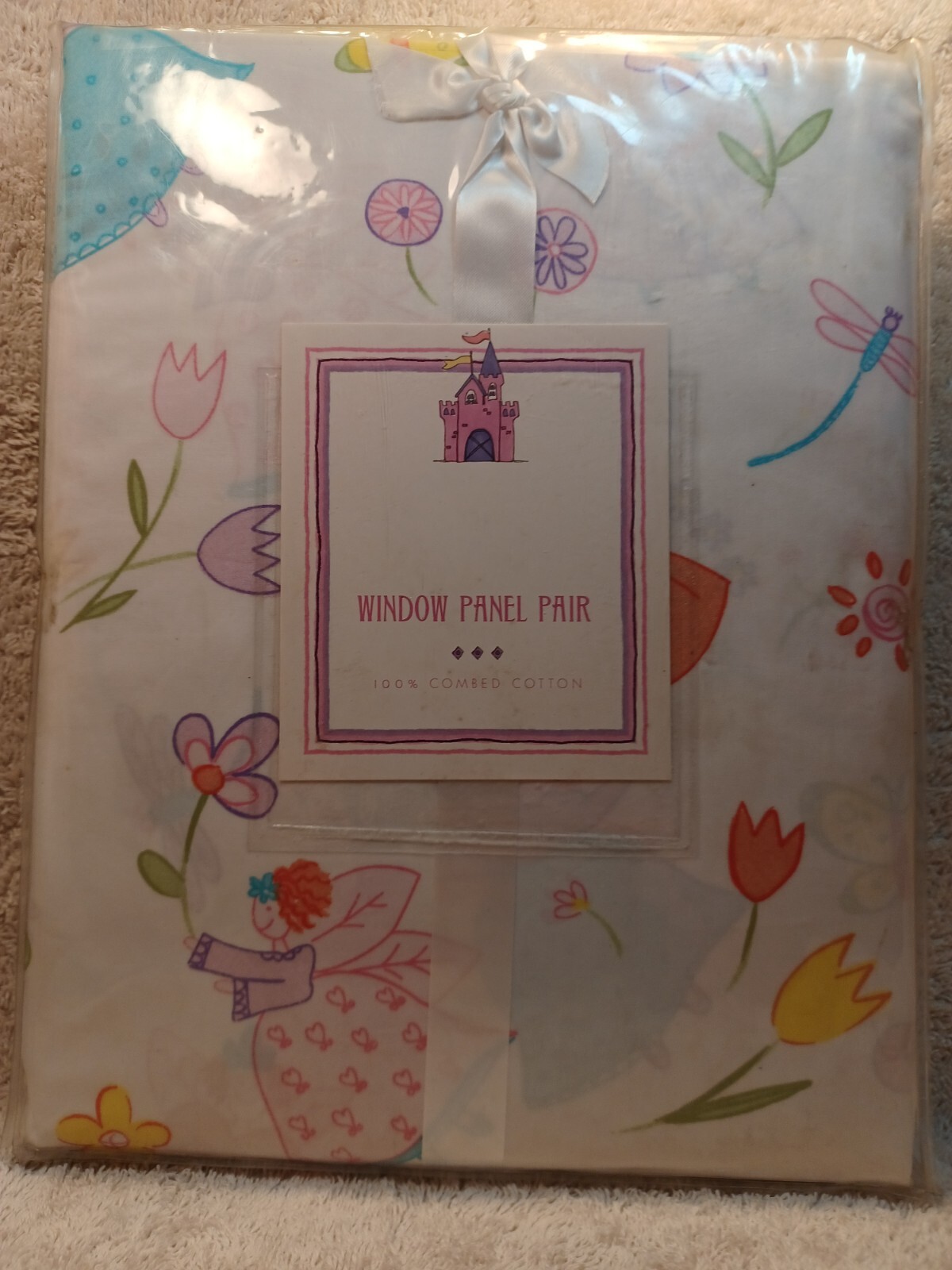 “Princesses” Castle Window Curtain Panel Pair 100% Combed Cotton