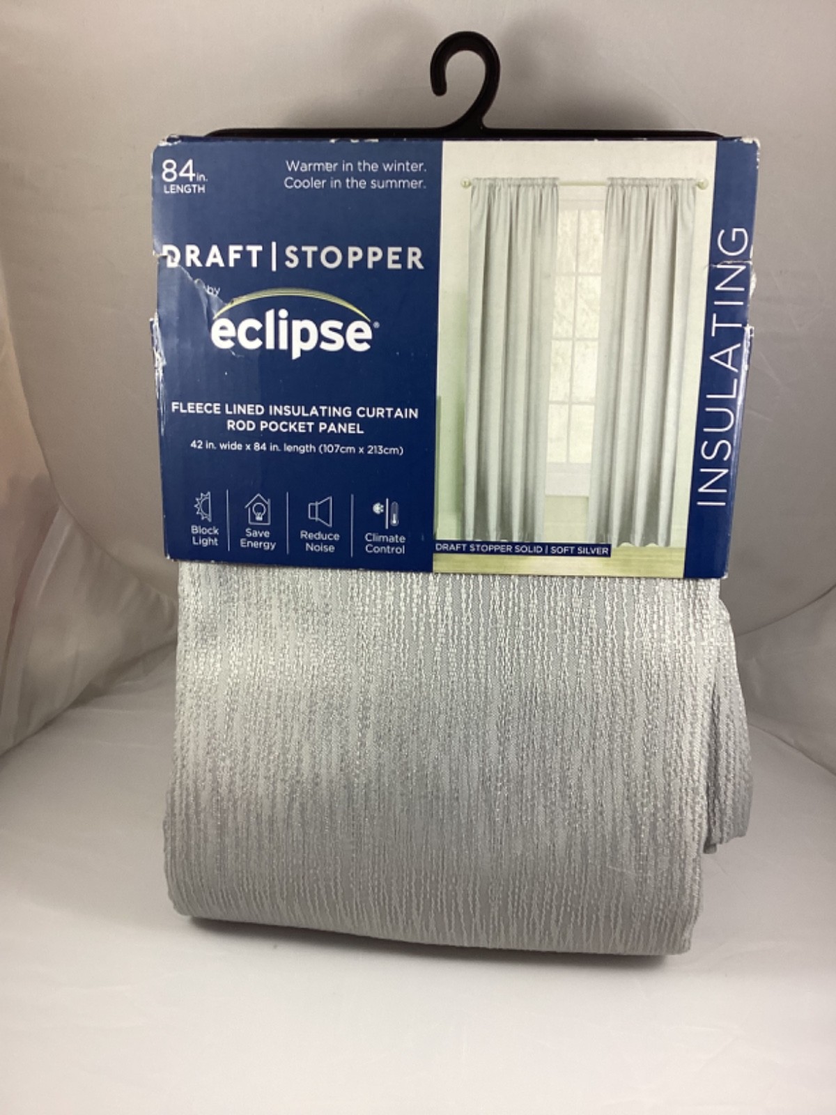 Eclipse Draft Stopper Fleece Lined Insulated Rod Pocket (1) Panel 84X42 Gray