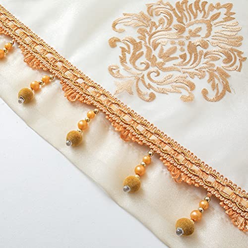 Embroidered Sheer Curtains 52″W x 96″L (Pack of 2) Sheer With Beads-damask