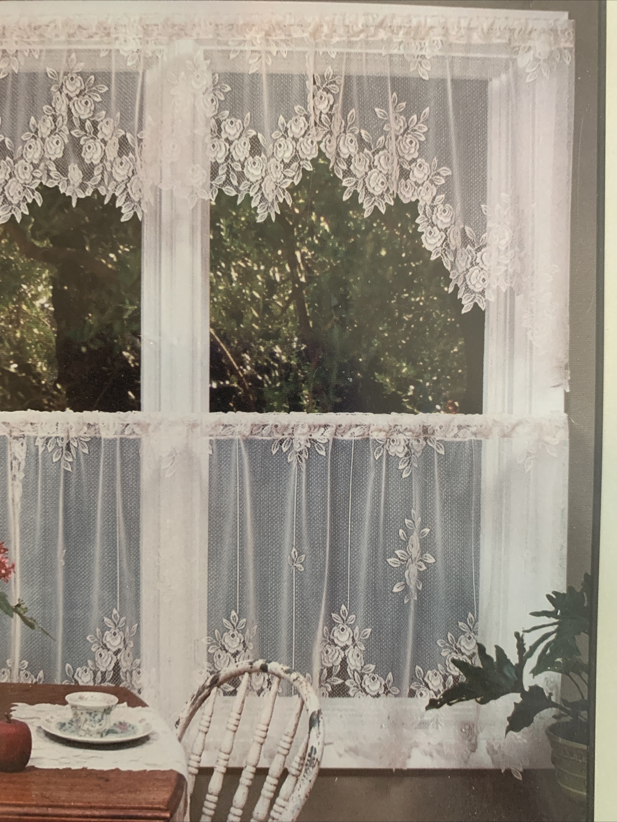 HERITAGE LACE CURTAINS TEA ROSE 60″ X 24″ TIER ECRU (BEIGE) NEW MADE IN THE USA