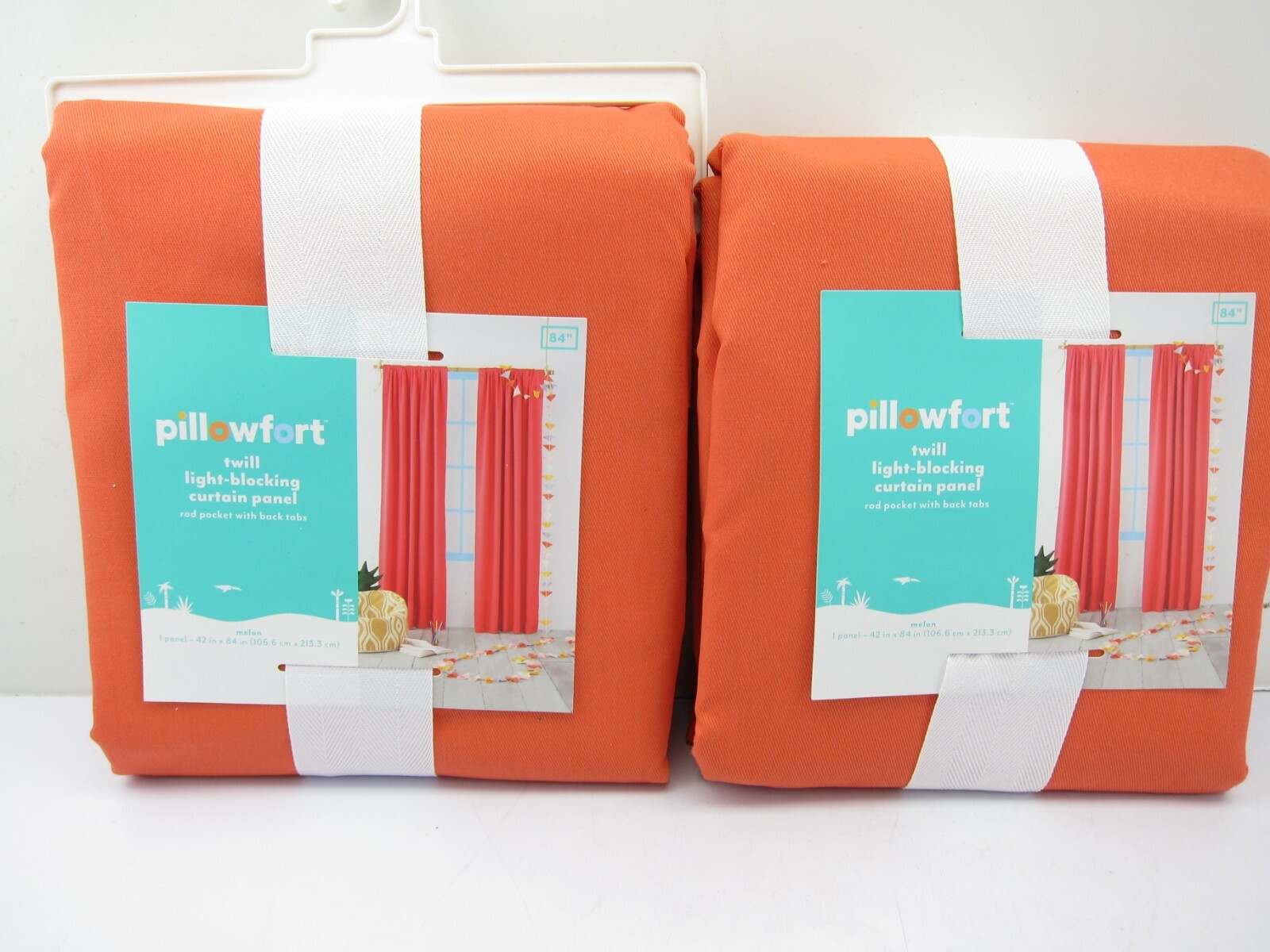 New Set of 2 Pillowfort Twill Light Blocking Curtain Panels 42″ x 84″ Melon Kids