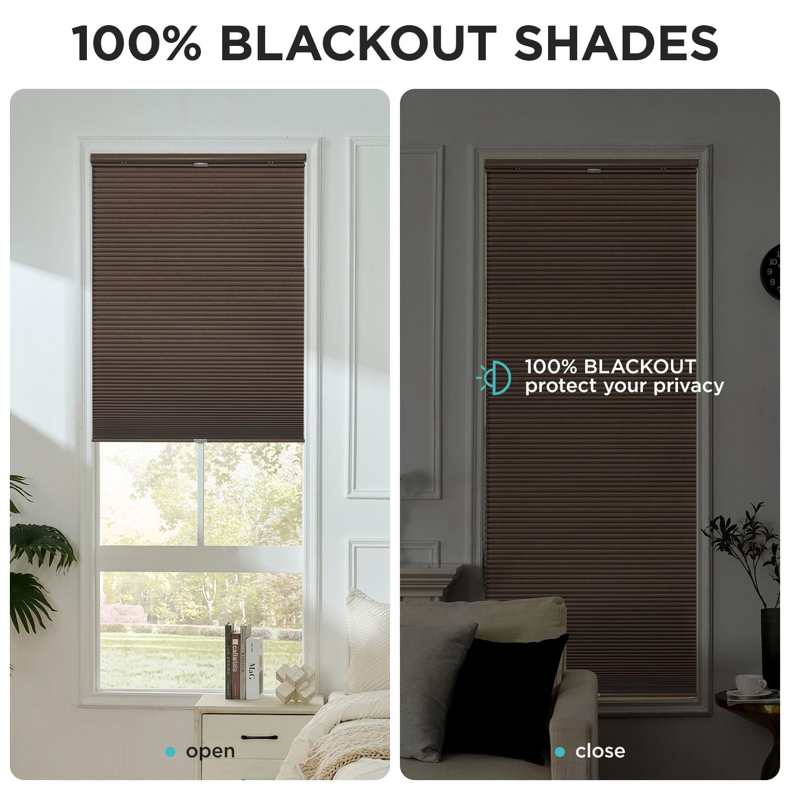 Joydeco No Tools No Drill Window Blinds For Indoor Windows Blackout Shades