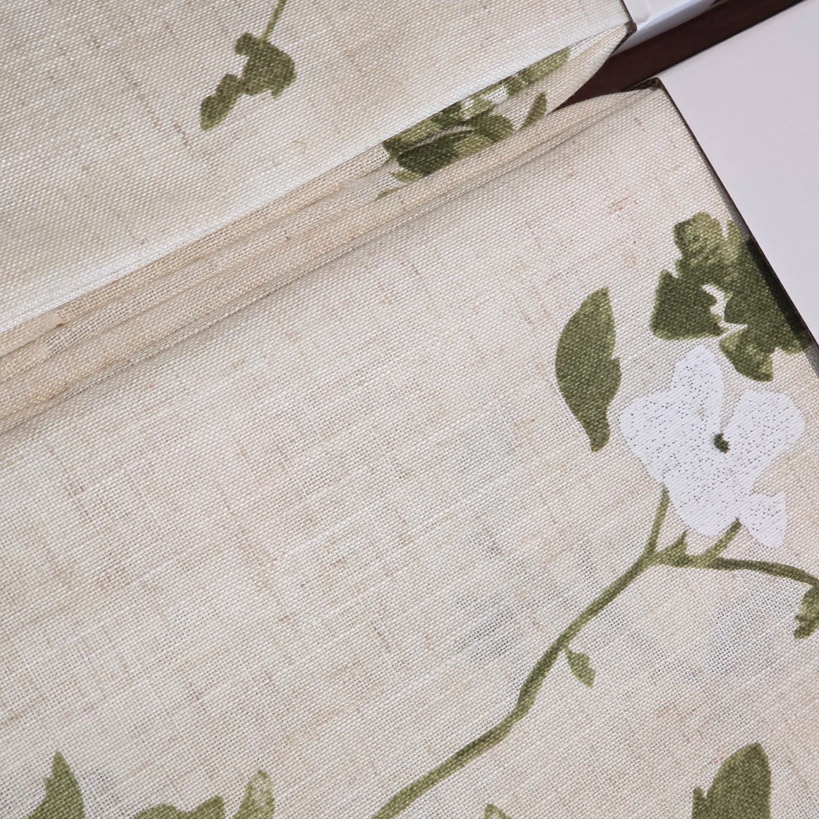 DKNY Floral Sketch Curtains Set of 4 37×84 Loden Natural Linen Blend New