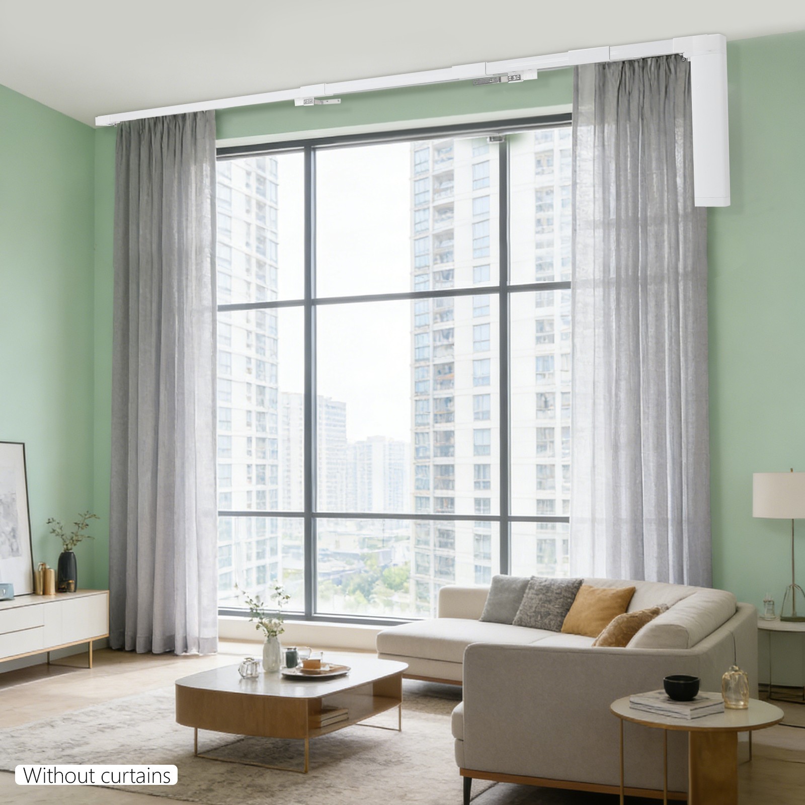 Electric Curtain Track Smart Motorized Curtain Rod 47-205″, App & Remote Control