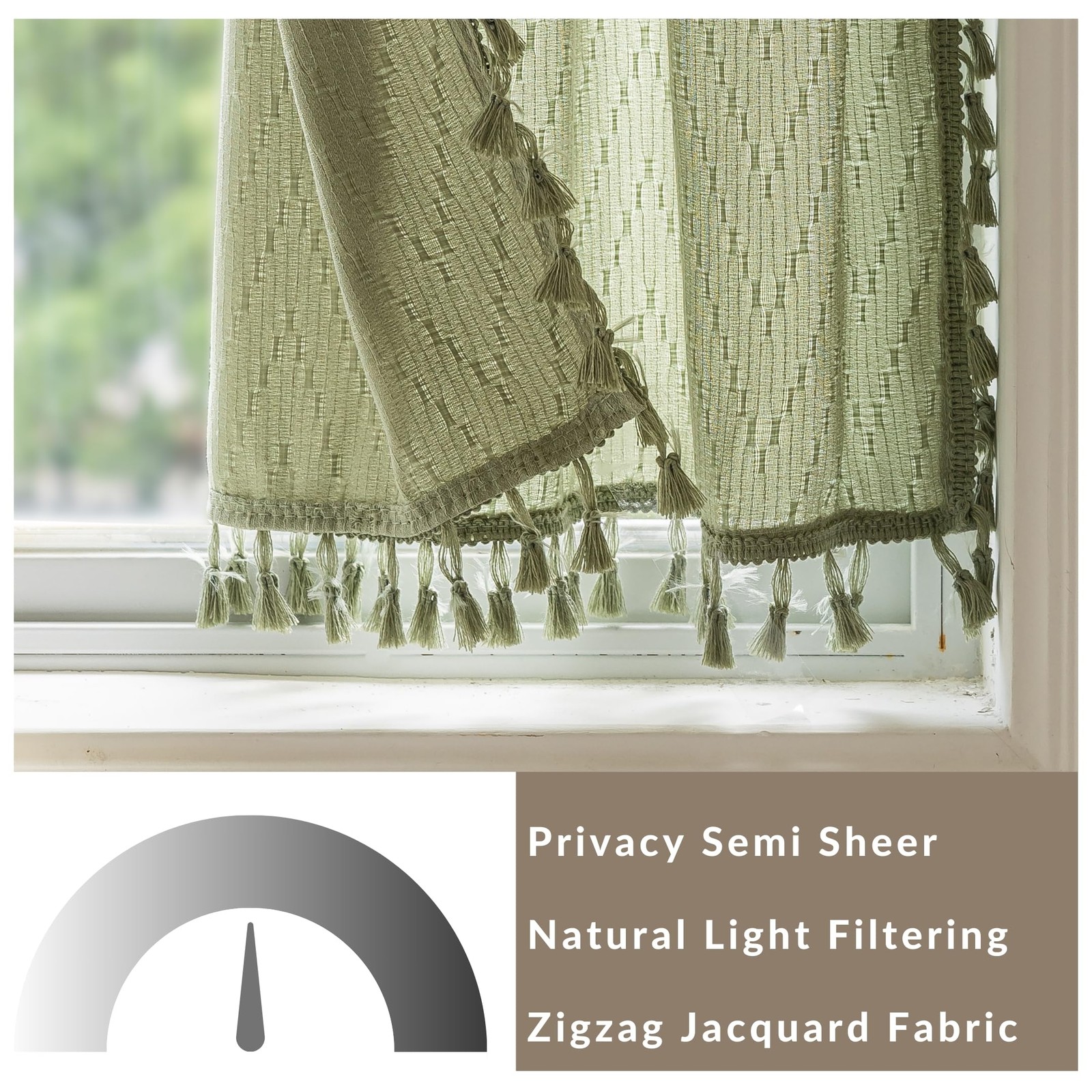 Kitchen Window Curtains Over Sink 24 Inch Length Boho Tassel Tiers Cafe Curta…