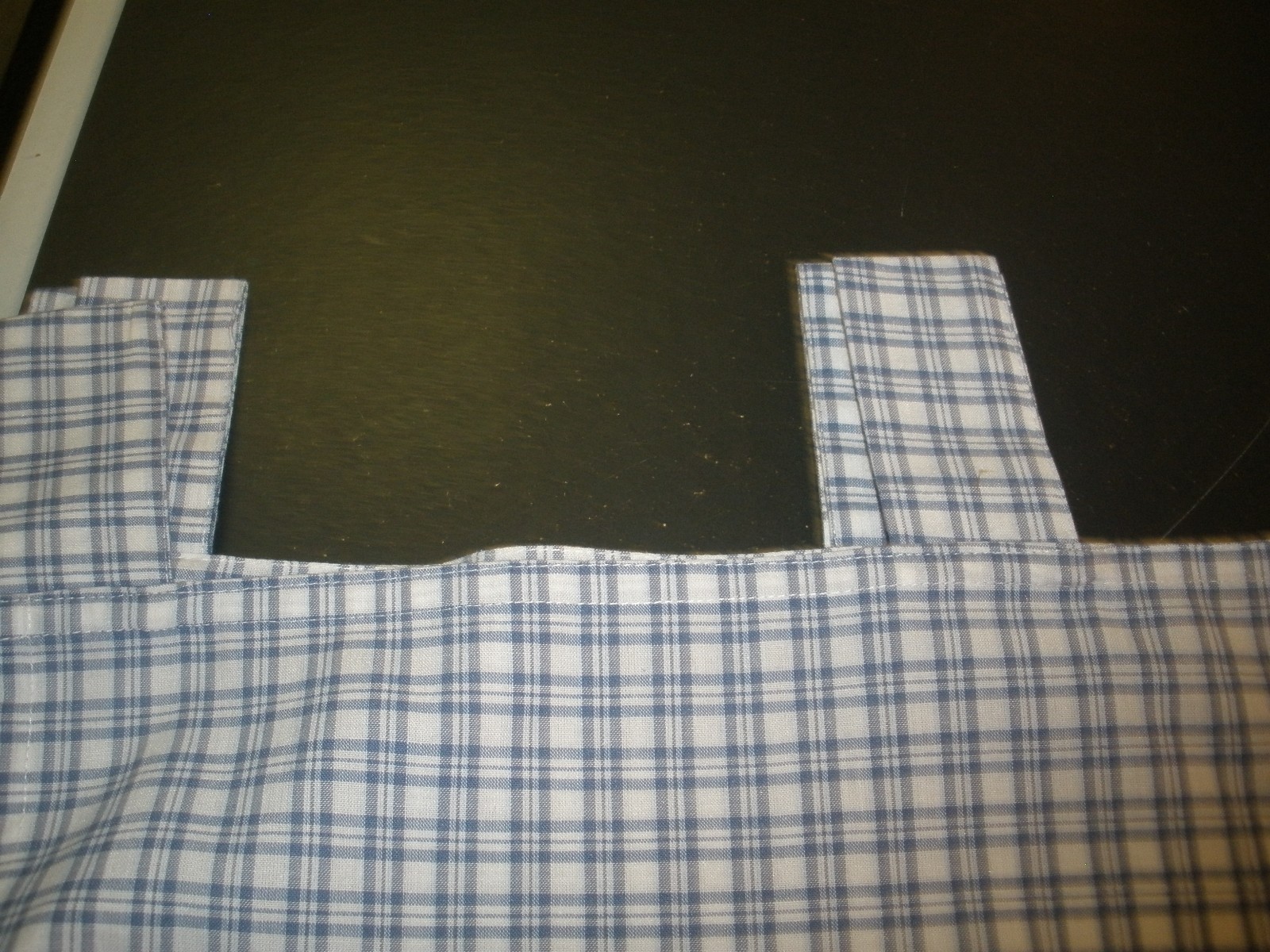 4 Piece Set Blue & White Check Window Valances & Curtains (O11)