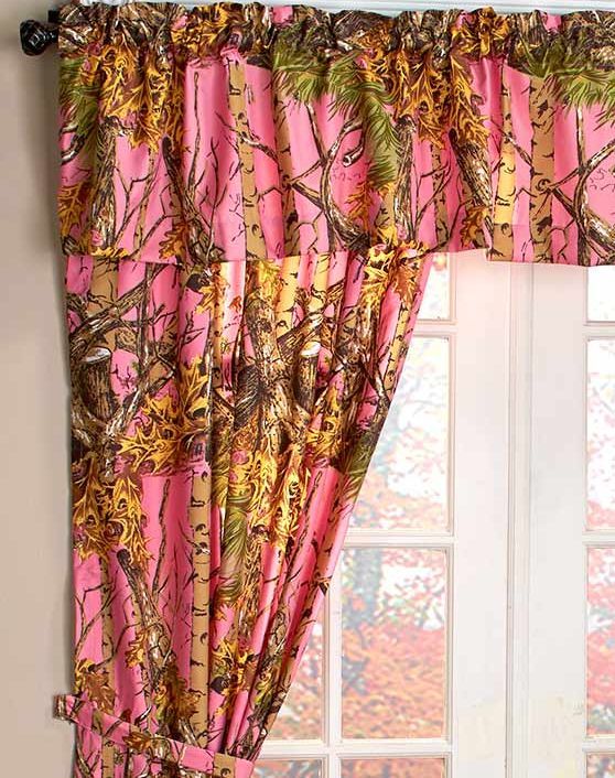 5 pc Printed Window Curtains Panels Set (42″ x 84″), TREES IN THE WOODS, pink