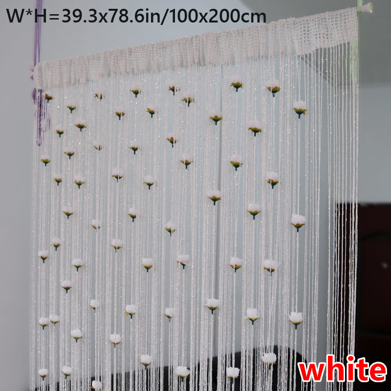 Flower Thread Tassel Curtains Drape Doorway Window Party Wedding Room Decor