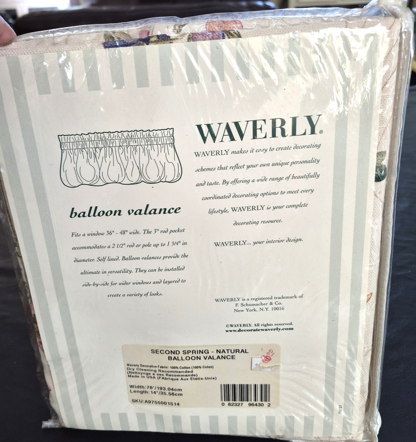 NIP Waverly Second Spring Natural Balloon Valance Florals Berries Ferns