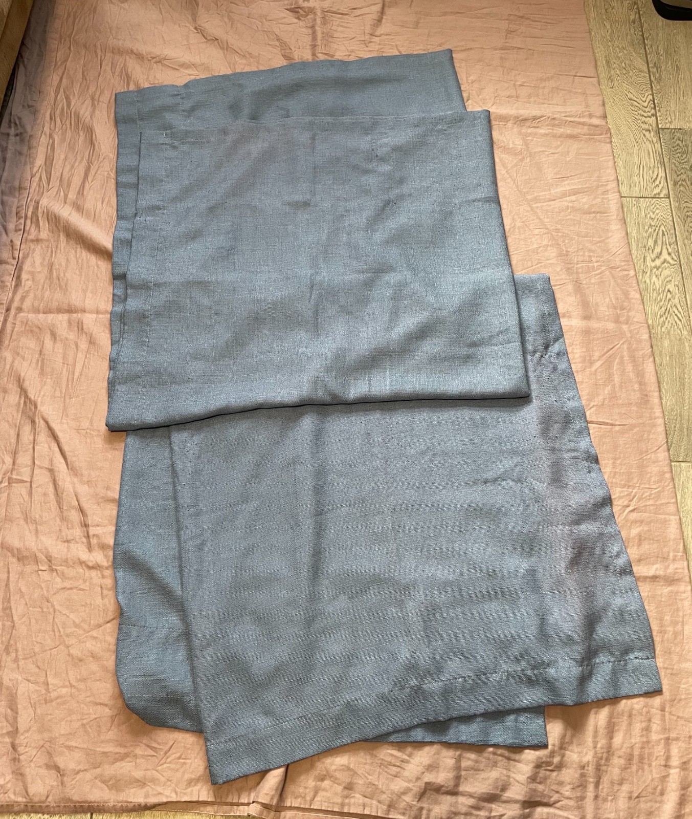 Curtains 2 Panels 54″ L x 54″ W Blue Semi Sheer Window Minor Pilling
