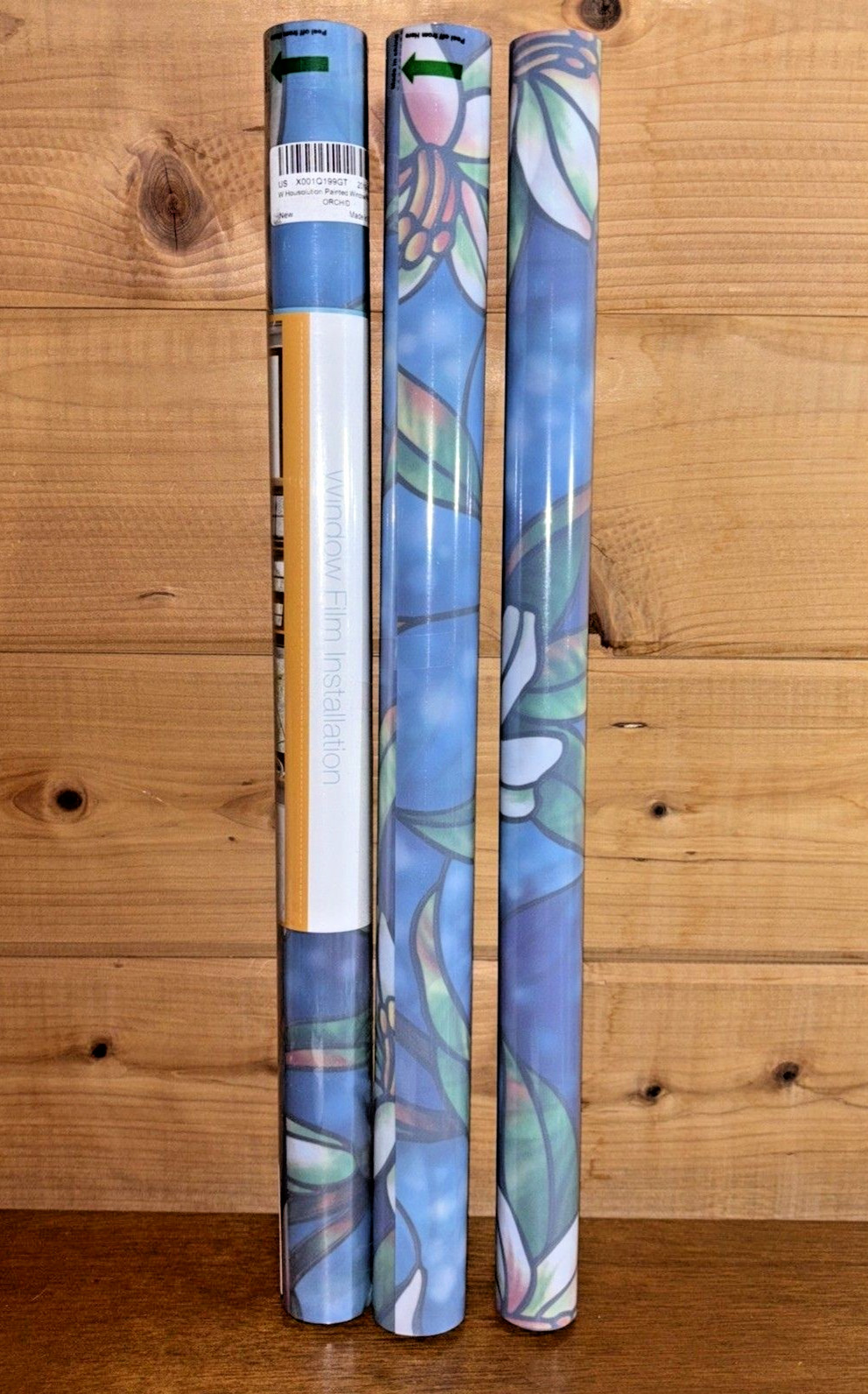 1 Roll Window Cling 18″Wide Orchids Blue Privacy Glass Self Adhesive Decal