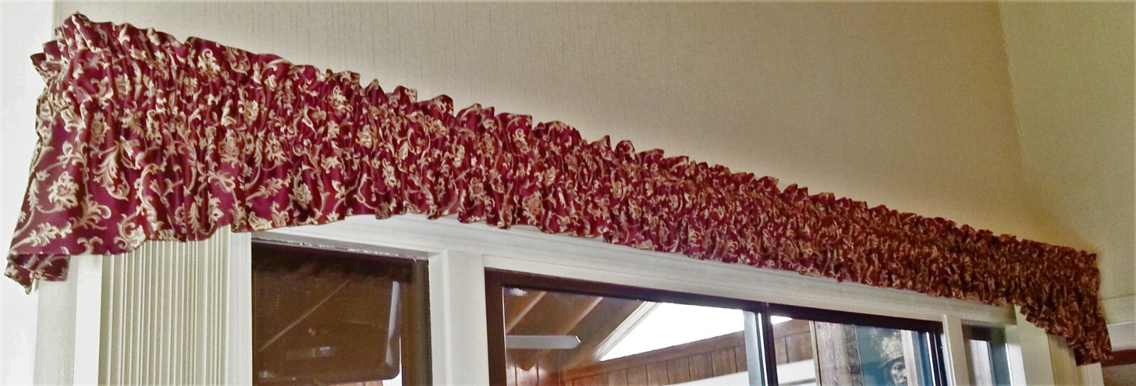 Custom Made Valances for 3 Sliders-Colonial Williamsburg Fab-Lined-20′,18′,13.5′