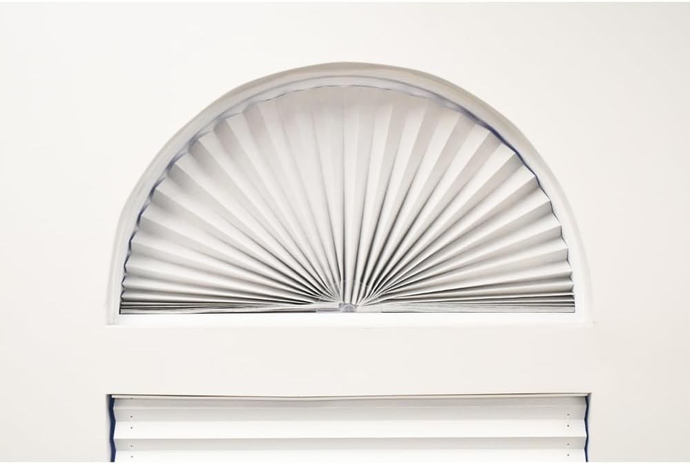 No Tools Arch Light Blocking Pleated Fabric Shade White, 72″ W x 36″ H