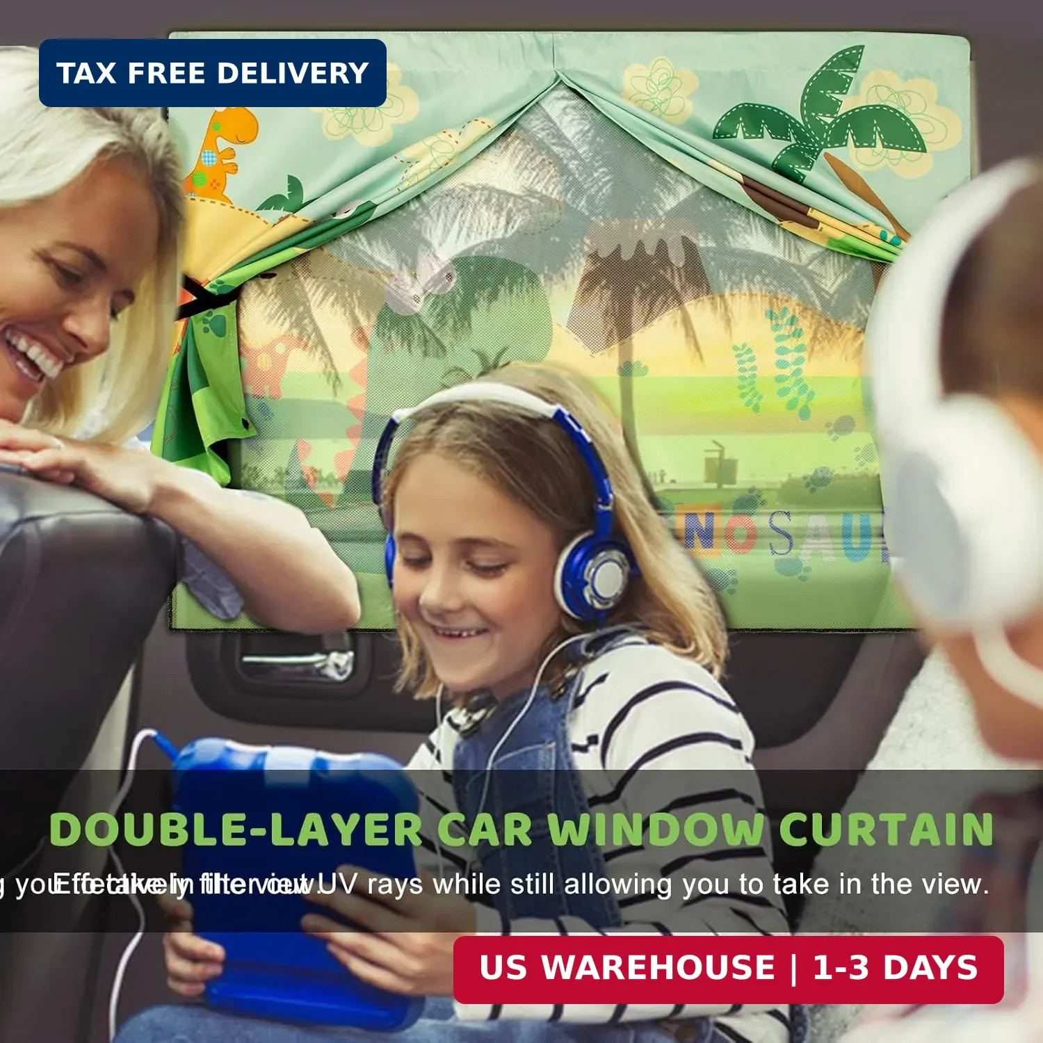 Car Window Shades with Cute Patterns, 2pcs Magnetic Car Curtains for Privacy Pro