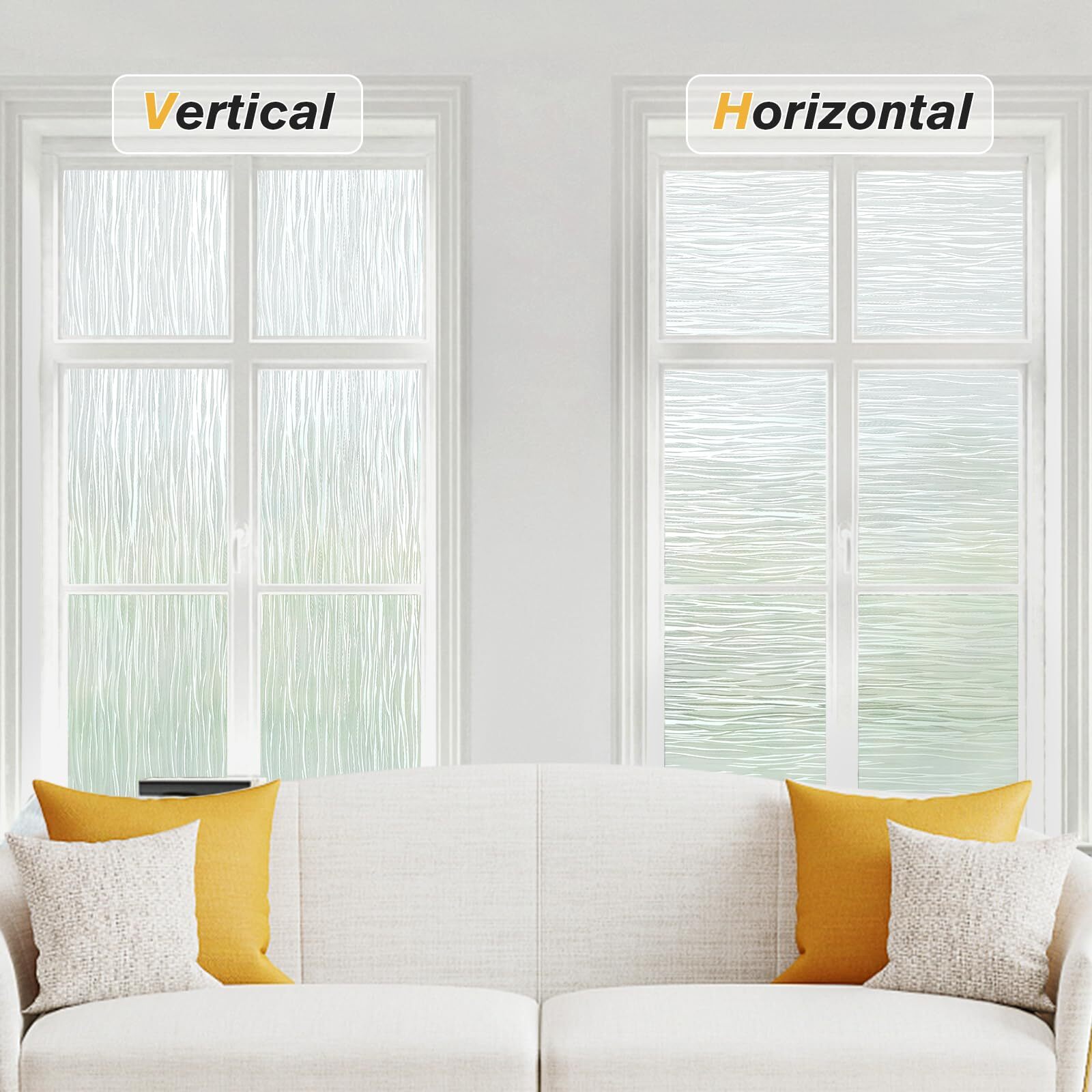 rabbitgoo Window Film Privacy Wave Static Cling Glass Sticker Opaque Decorative