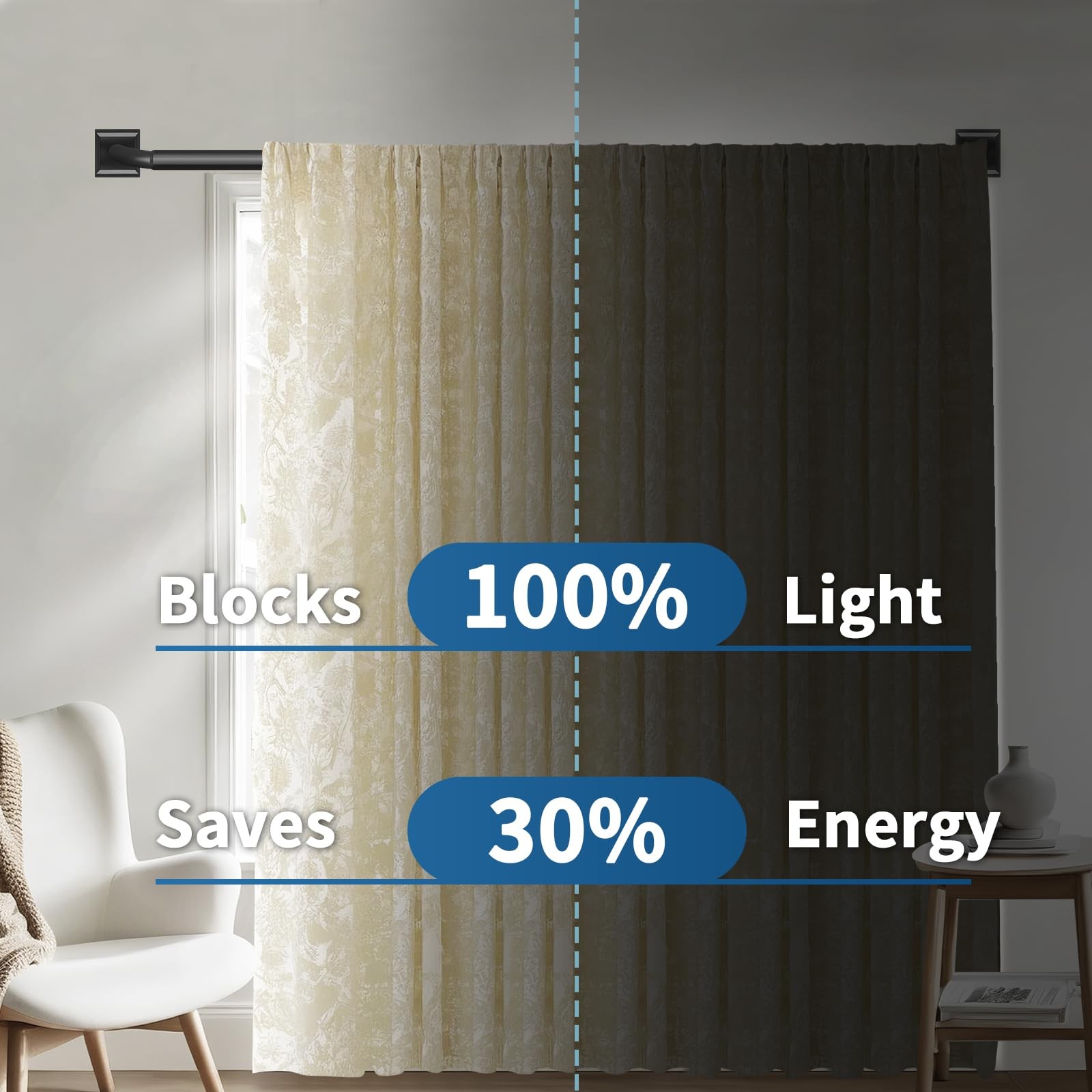 Black Curtain Rods for Windows 66-120Inch(5.5-10ft) Heavy 66″-120″,
