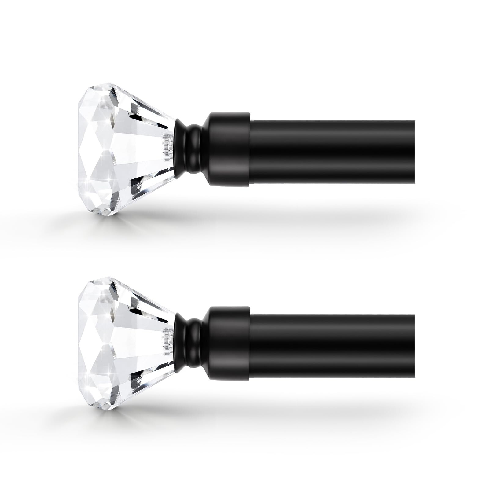 Orger 2 Pack 1 Inch Diamond Curtain Rod Telescoping for Windows from 30-68 In…