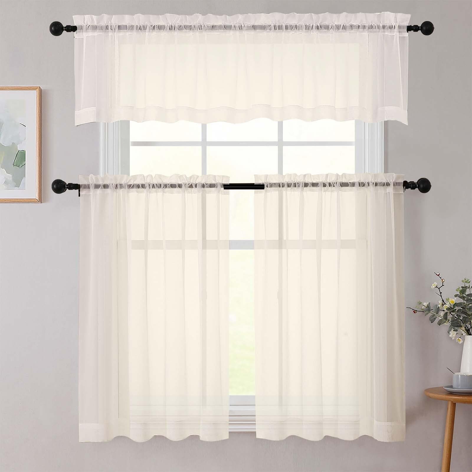 Cafe Curtains 36 Inch Length Tier 2 Pieces, 42″W x 36″L (Pack of 2) White