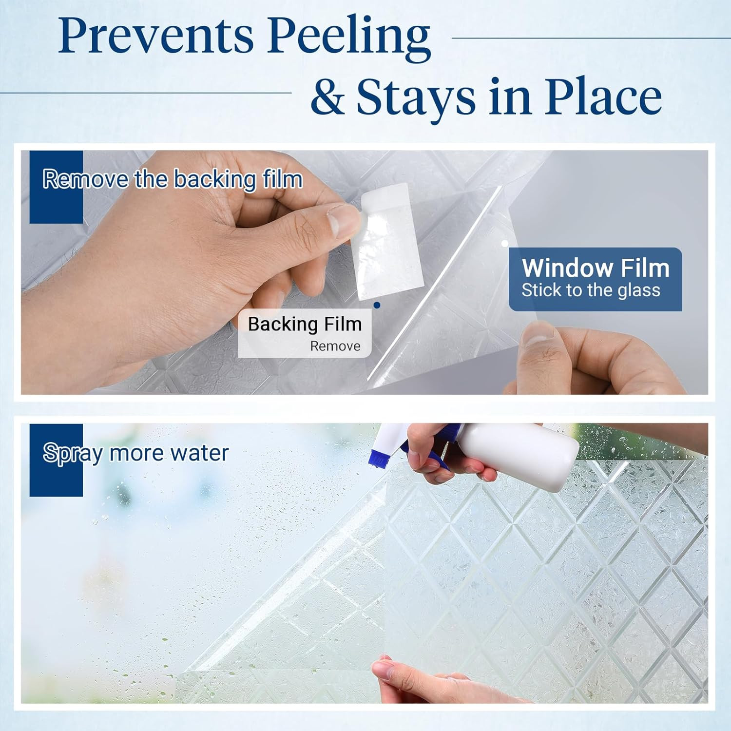 Window Privacy Film Decorative Frosted Glass Window Film, Sun Blocking Stained G