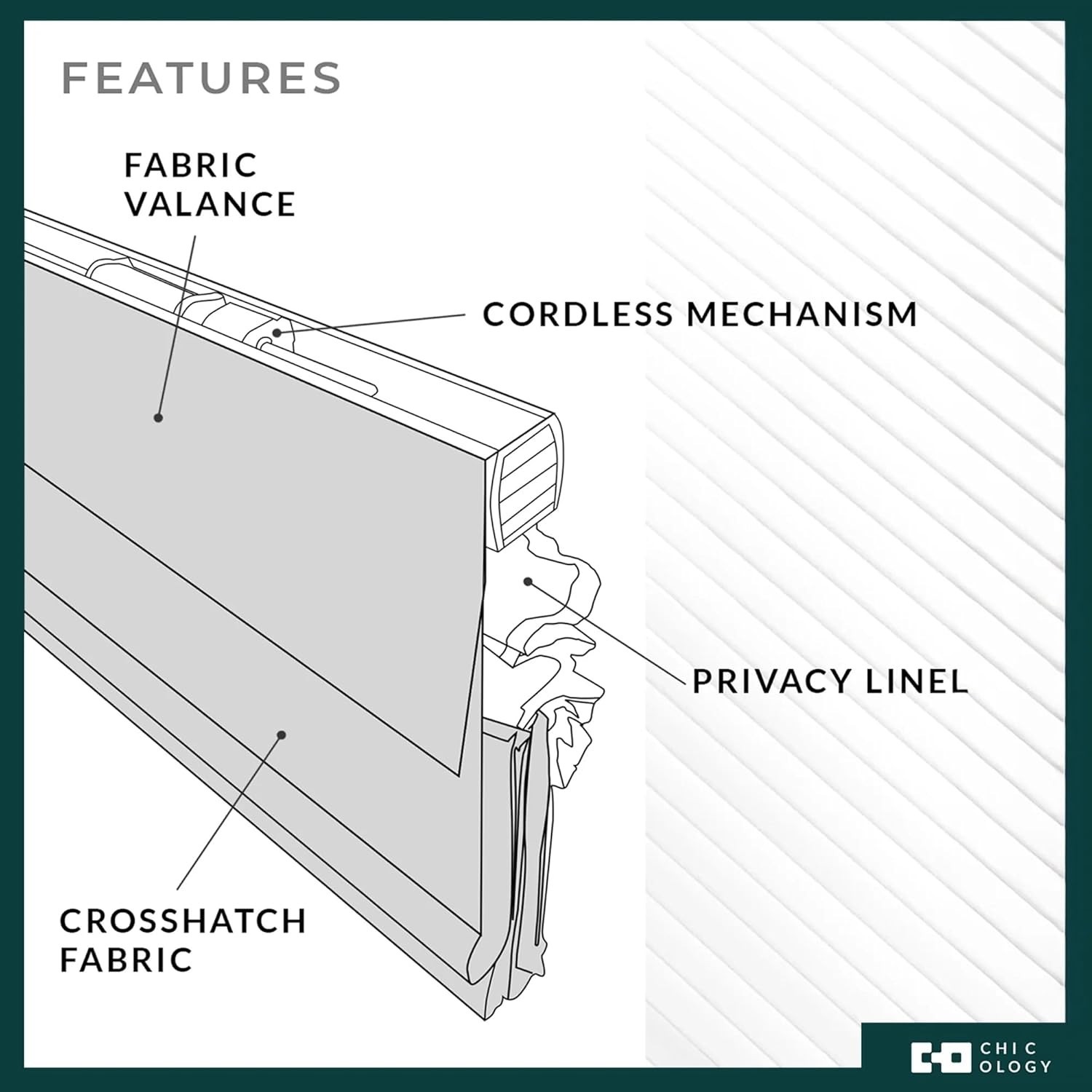Cordless Roman Shade, Light Filtering Privacy Line