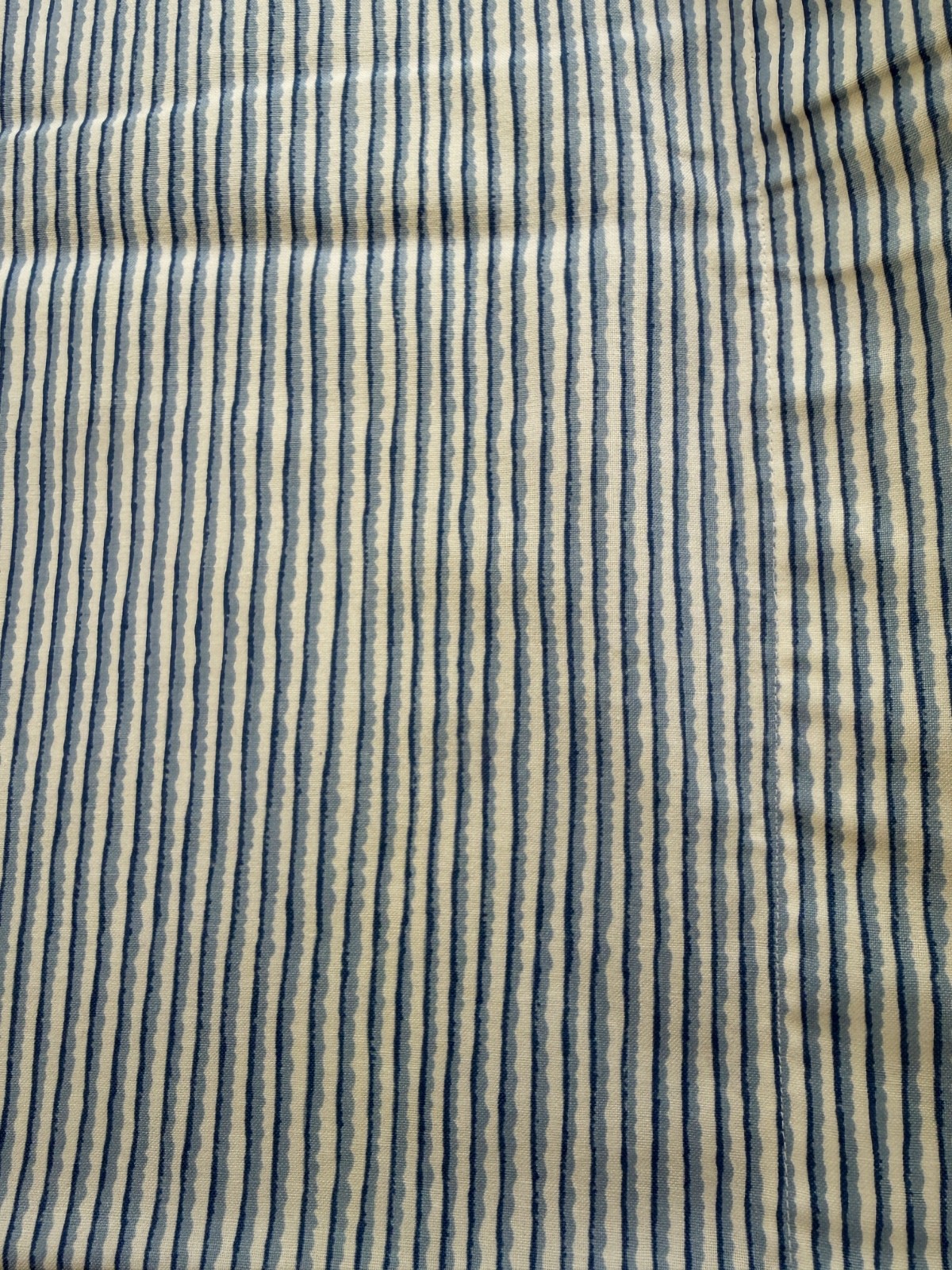 Pair of Vintage Blue and White Striped Rod Pocket Curtains ZZ909