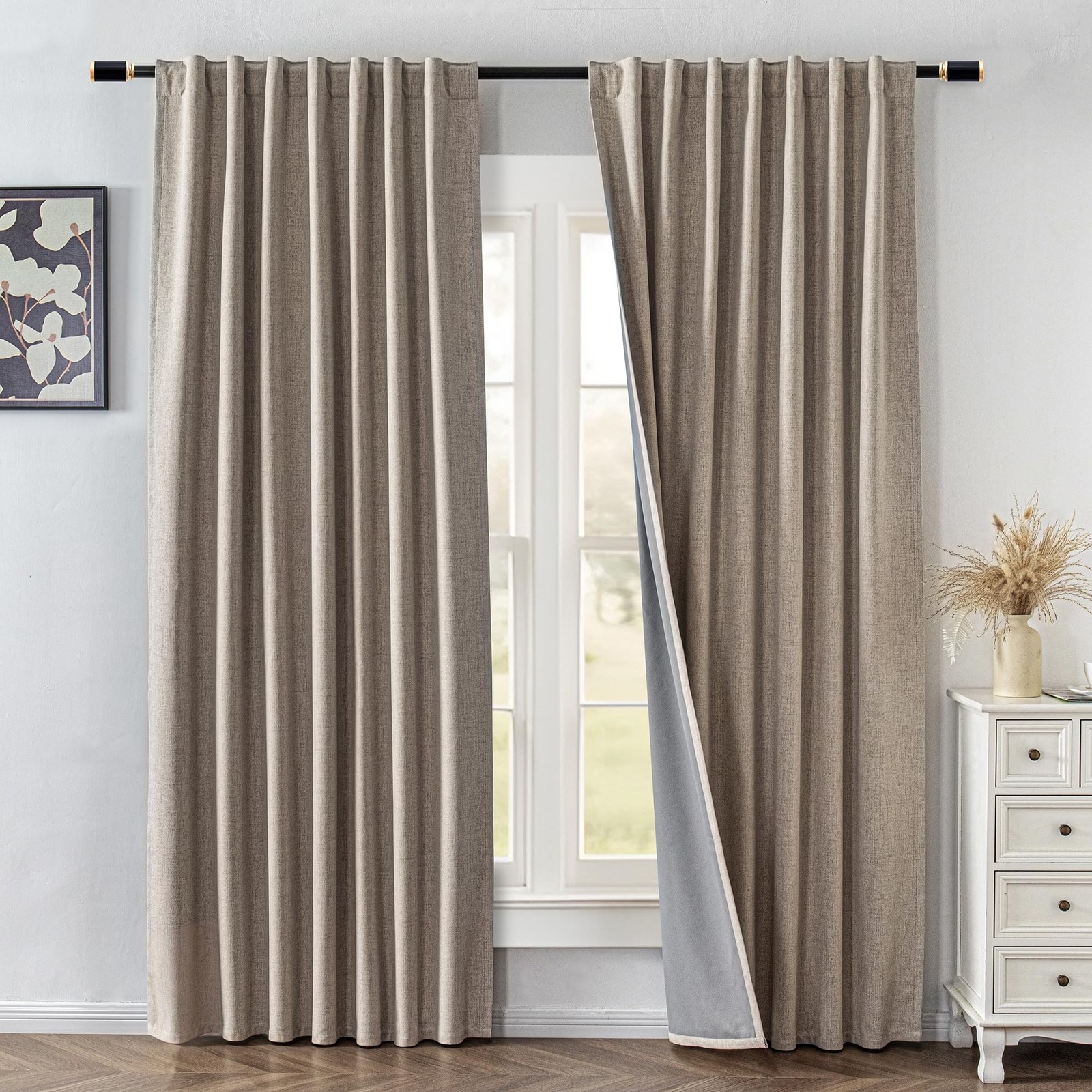 IGEMAEVE Blackout Curtains 84 Inch Length 2 Panels Set,100% Black Out Curtain…