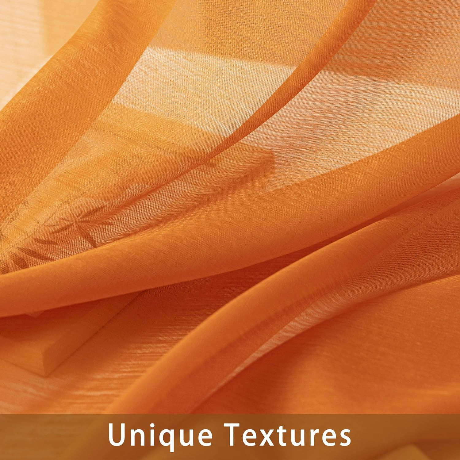 Orange Sheer Curtains 84 Inches Long, Privacy Semi Sheer Curtains for Living Roo