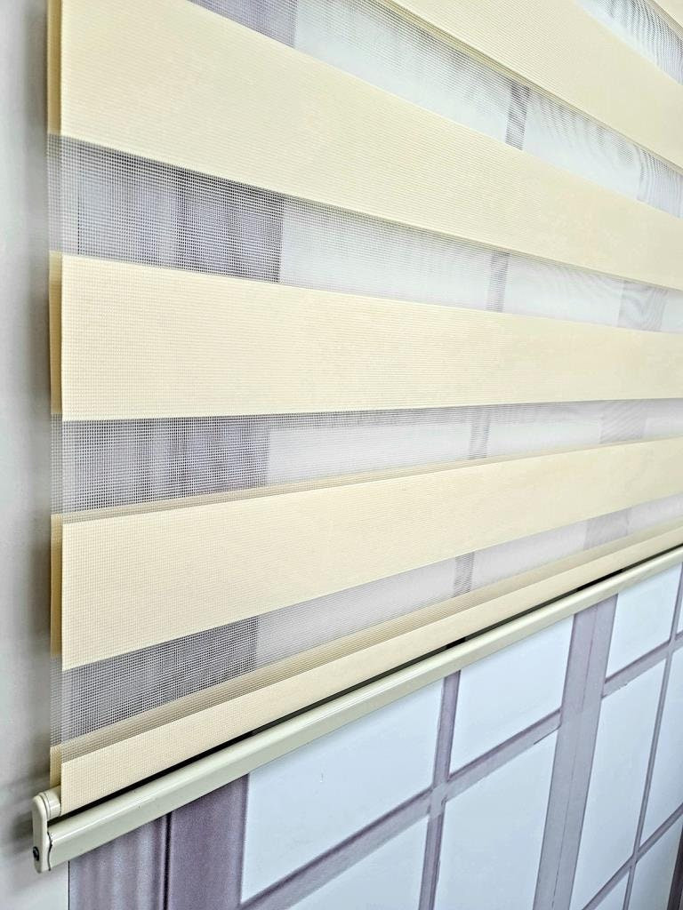 Straight Solid Color Fabric Zebra Roller Blinds Curtain For All Room, Color