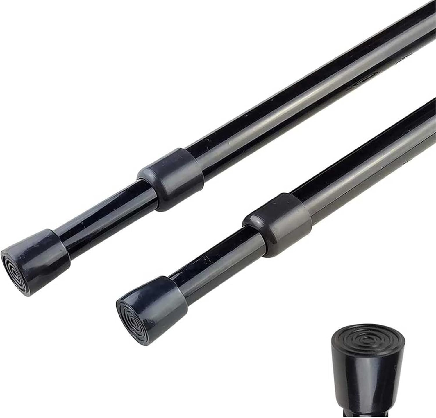 Black Adjustable Curtain Tension Rods 28-43in – Easy No-Drill Install