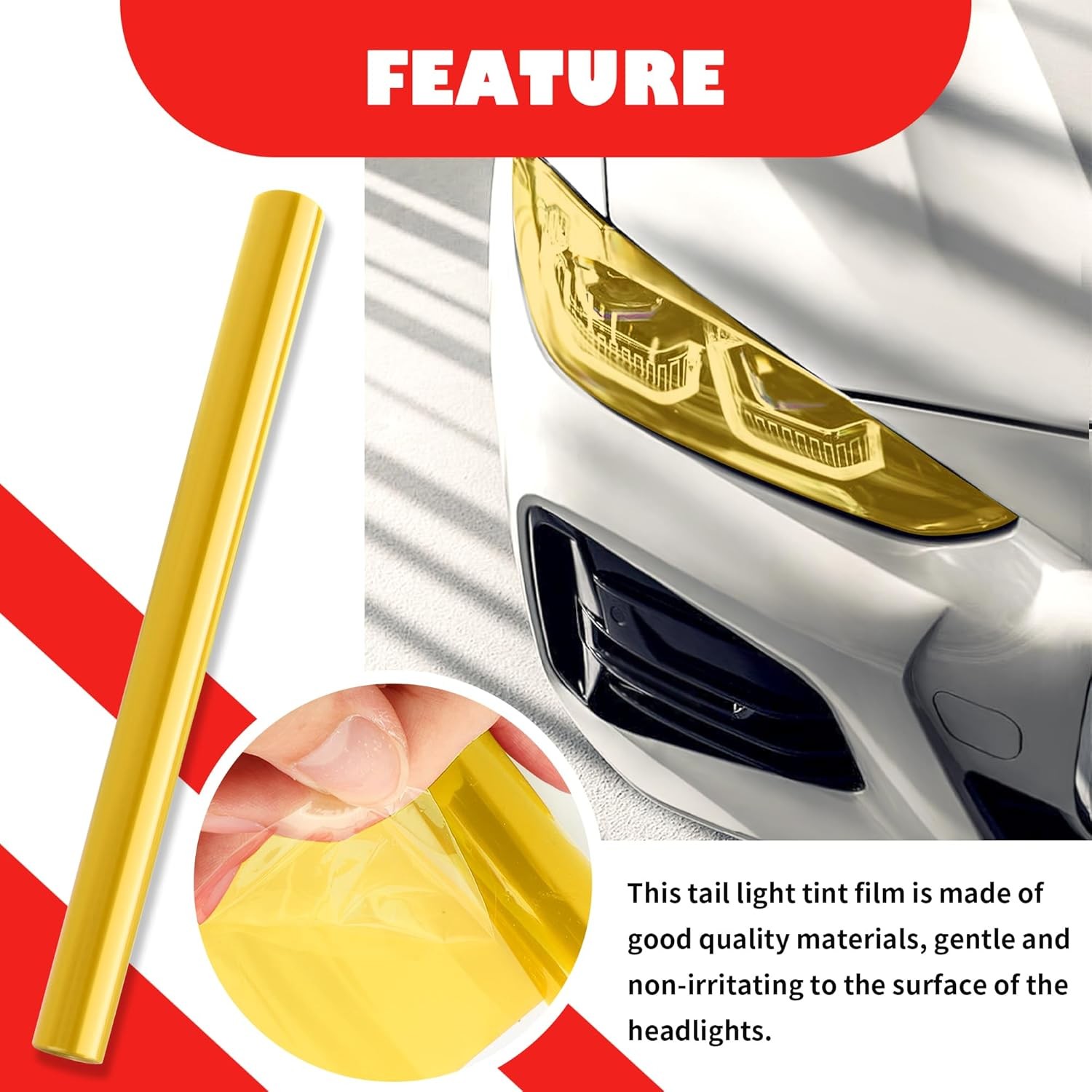12×47 Inch Car Headlight Tint Film,Self-Adhesive Tail Light Tint Film Kit with
