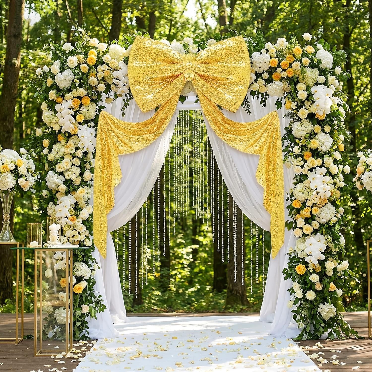 Giant Bow for Backdrop Gold Sequin Bow Decor 75 x 23 Inch Large Sparkly Bow B…