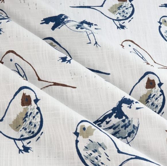 Blue Bird Curtains Window Treatments Custom Drapery Panels Vintage Home Decor