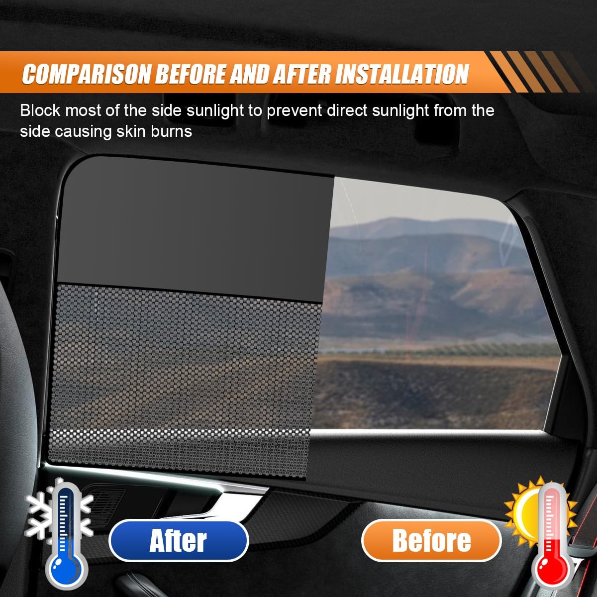 UHANBUT Car Rear Side Window Sunshade, Magnetic Automotive (2PCS), Black
