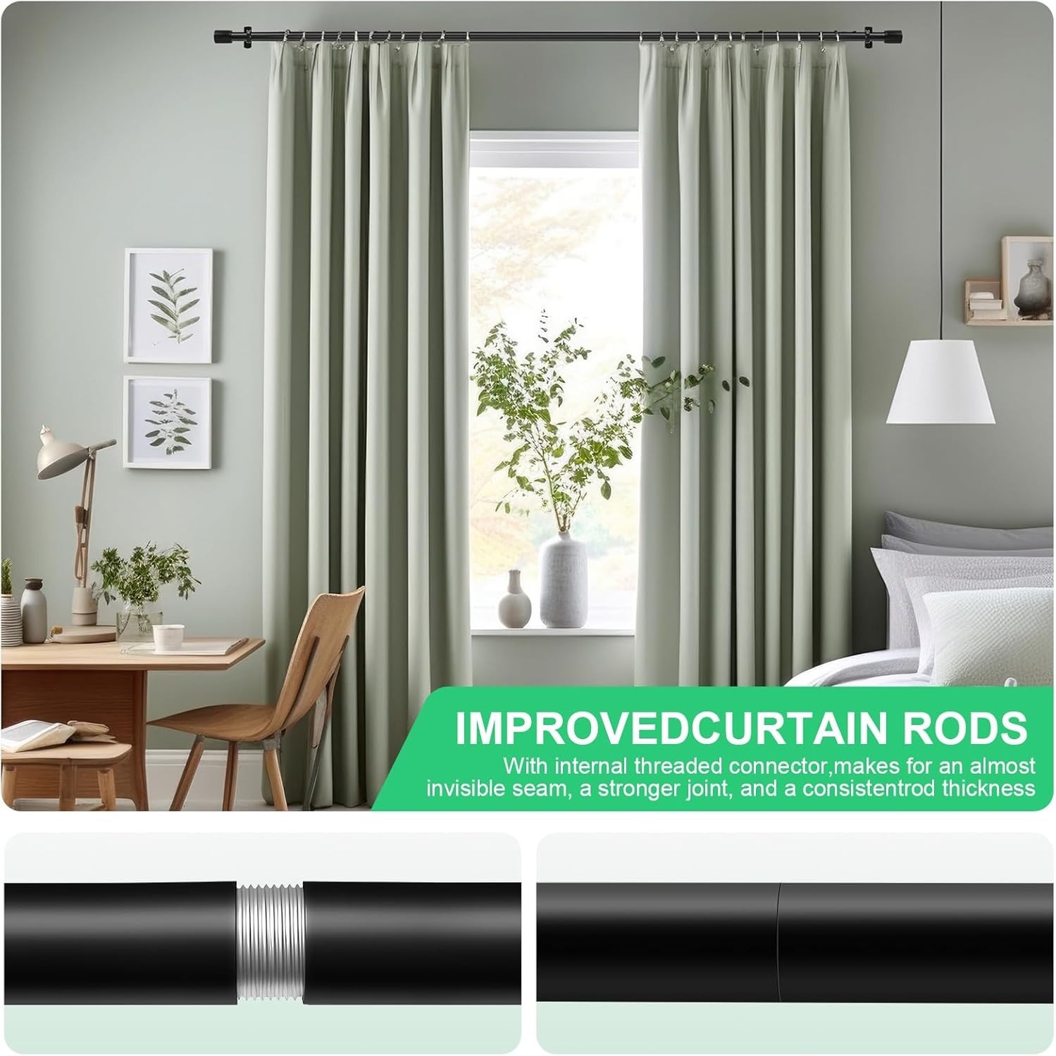 Extra Long Curtain Rods for Windows 120 to 240 Inches, Heavy Duty Adjustable …