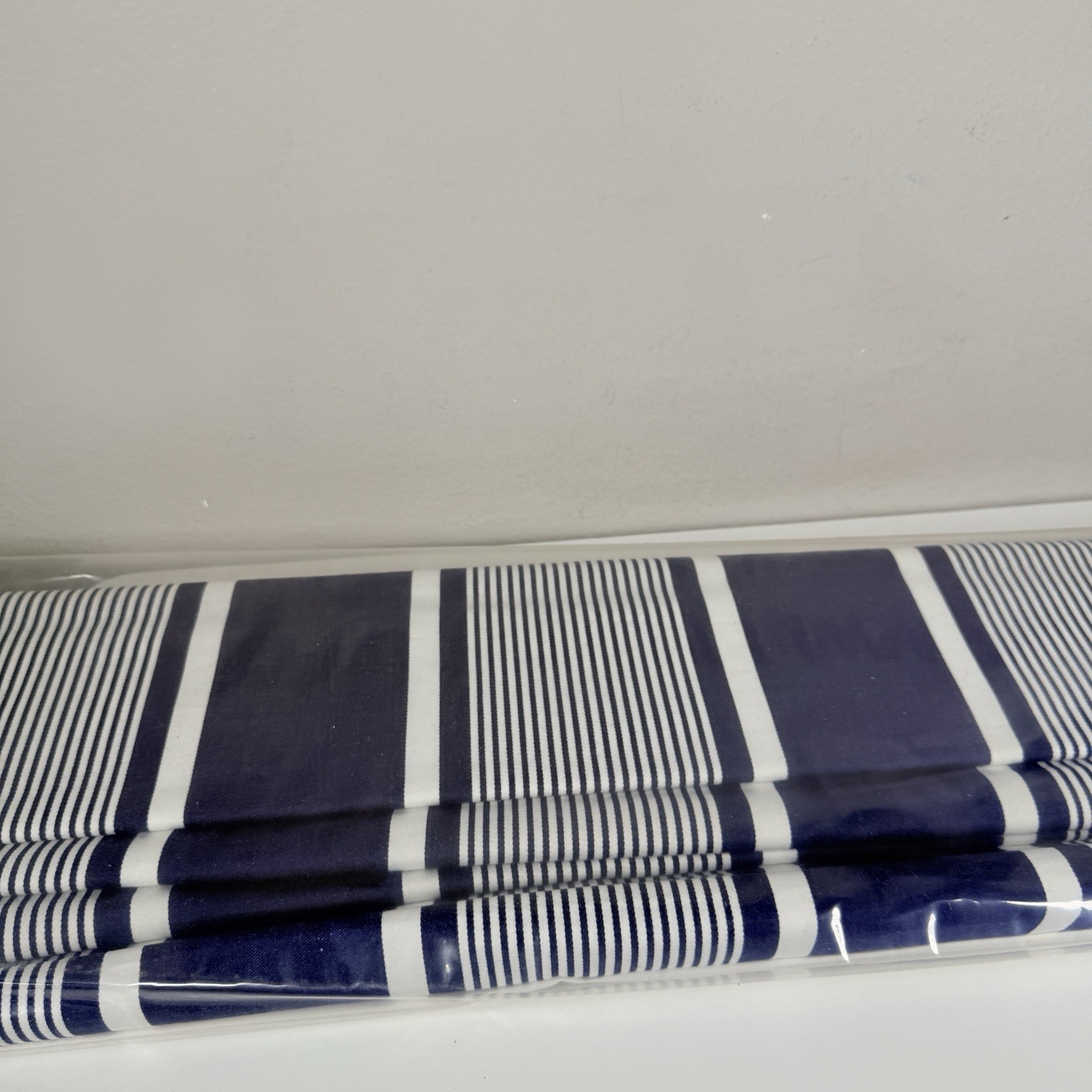 Pottery Barn Kids Bright Stripe Roman Shade Navy 44×64 Window Blind New In Box