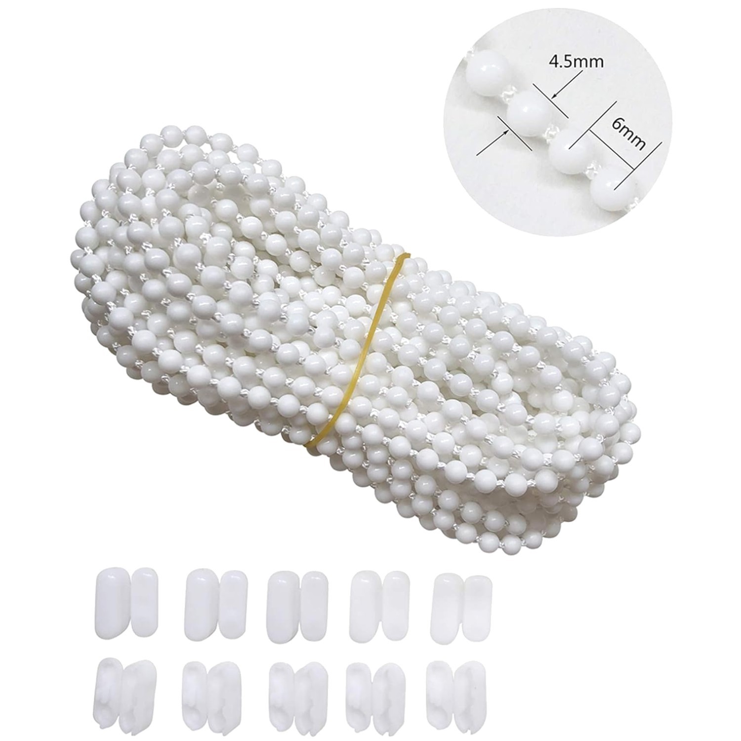 White Plastic Bead Chain Set for Roller Blinds