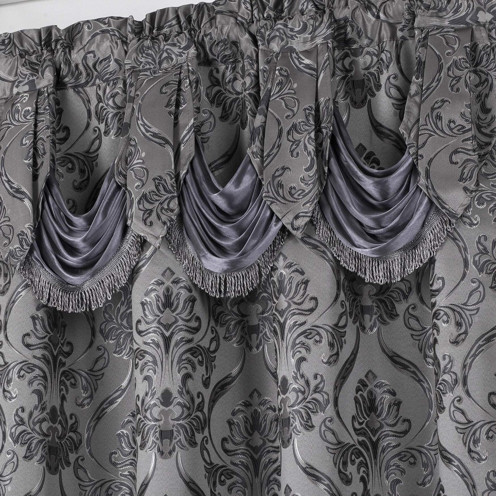 All American Collection 4 Piece Drape Set Attached Valance And Sheer 2 Tie