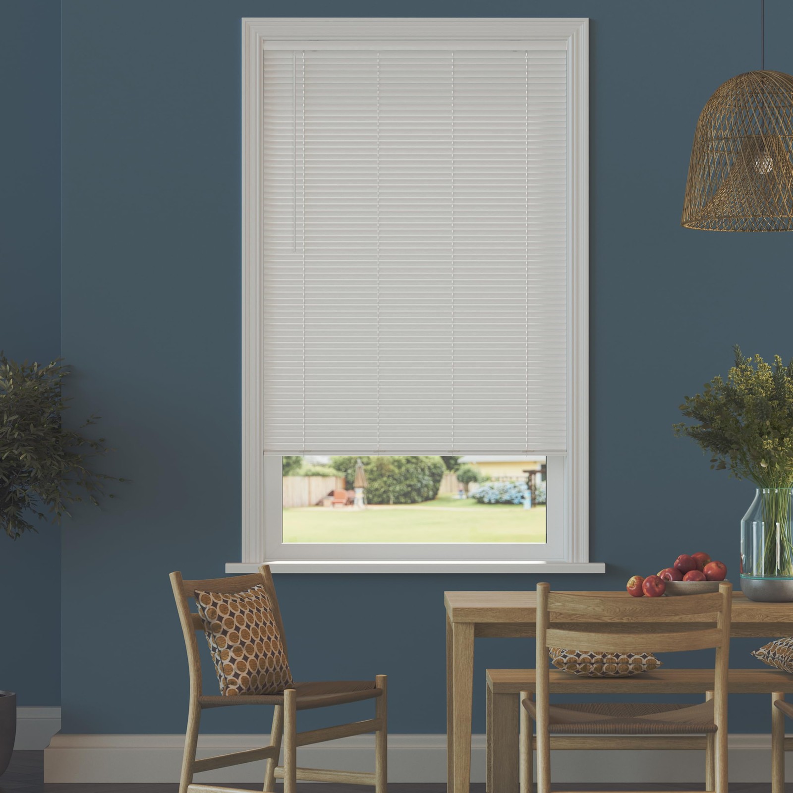 Lumino Vinyl Mini Blinds 1 Inch Cordless Room Darkening in White – 29 W x 64 H (