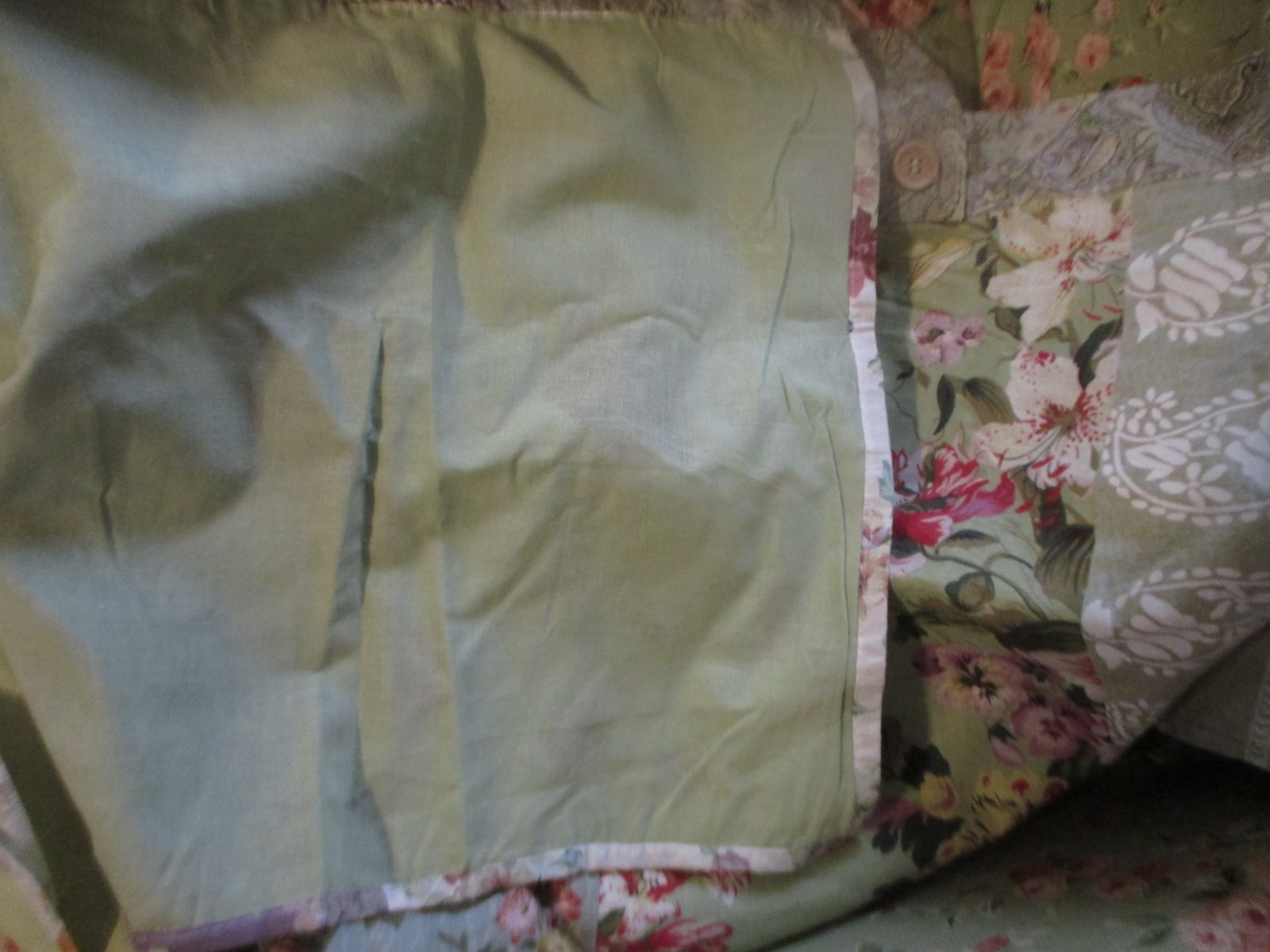 2 GREENLAND BLOOMING PRAIRIE PATCHWORK Floral TAB TOP VALANCES 84 X 18