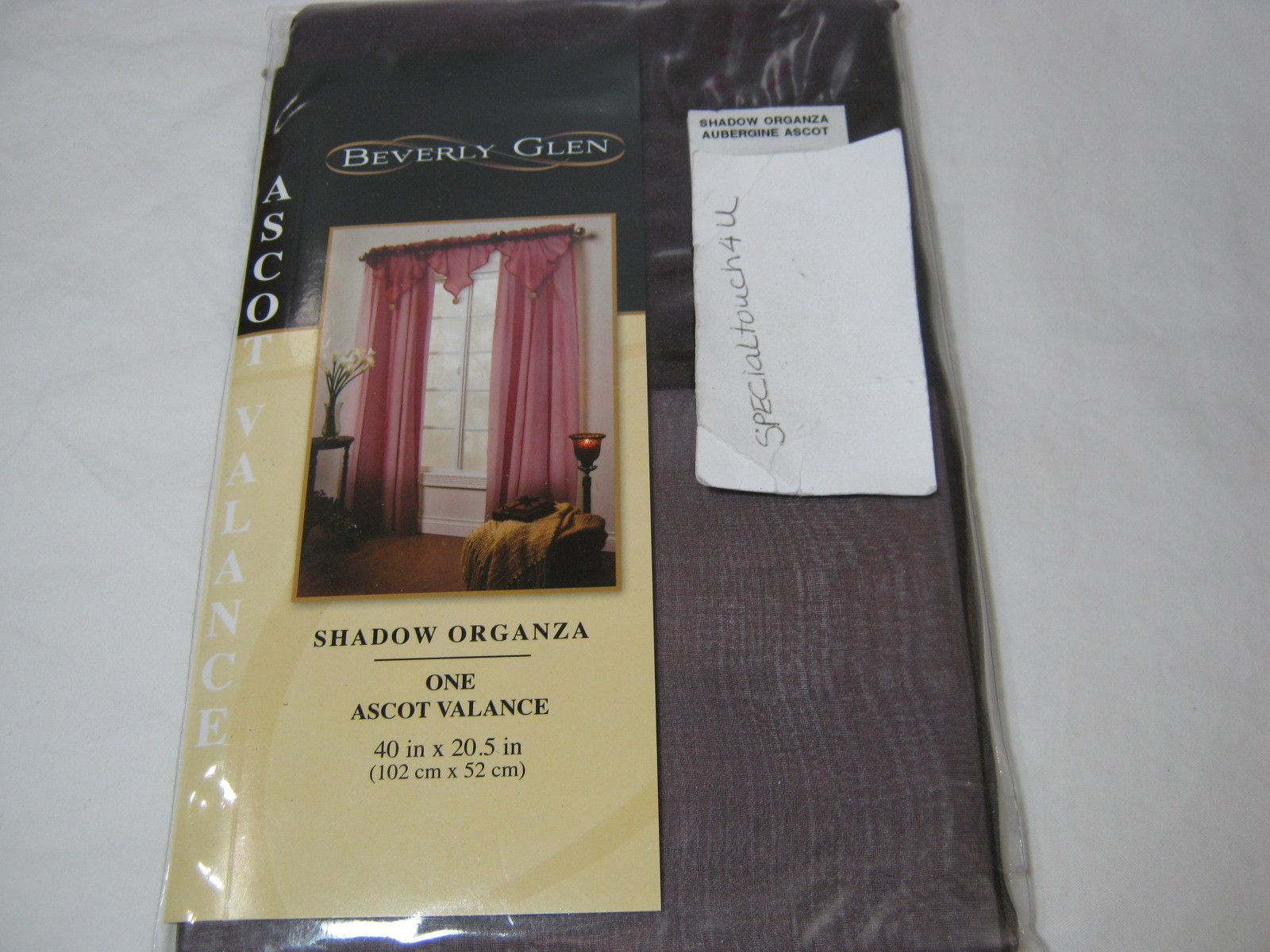 New Beverly Glen Aubergine Shadow Organza Ascot Window Valance 40×20.5 NIP