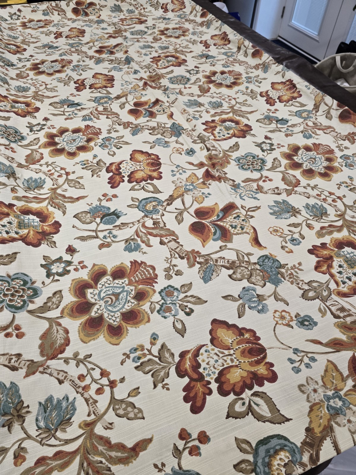World Market Malli Curtain Panels 48 X 96 Aqua Rust Floral Cotton Sleeve Top