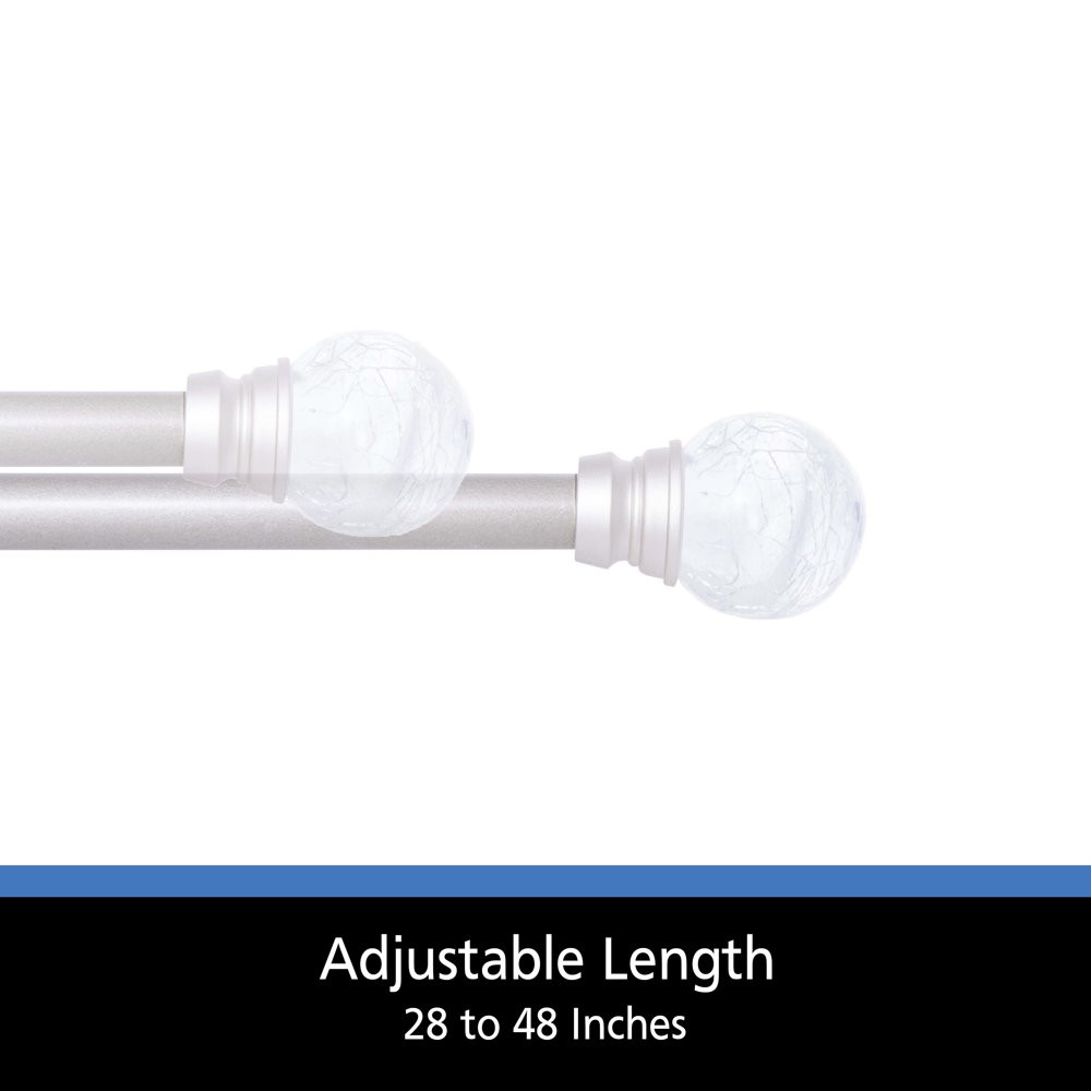 28-48″ Modern Crackle Adjustable Petite Cafe Drapery Curtain Rod 1/2 In Diameter