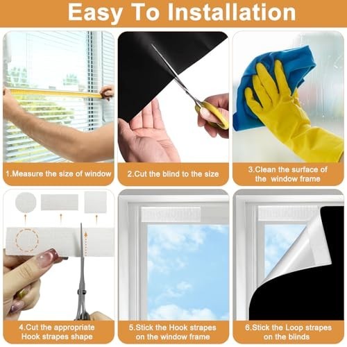 100% Blackout Curtains 57×118″ – Portable No Drill Shades, Cuttable Window Cover