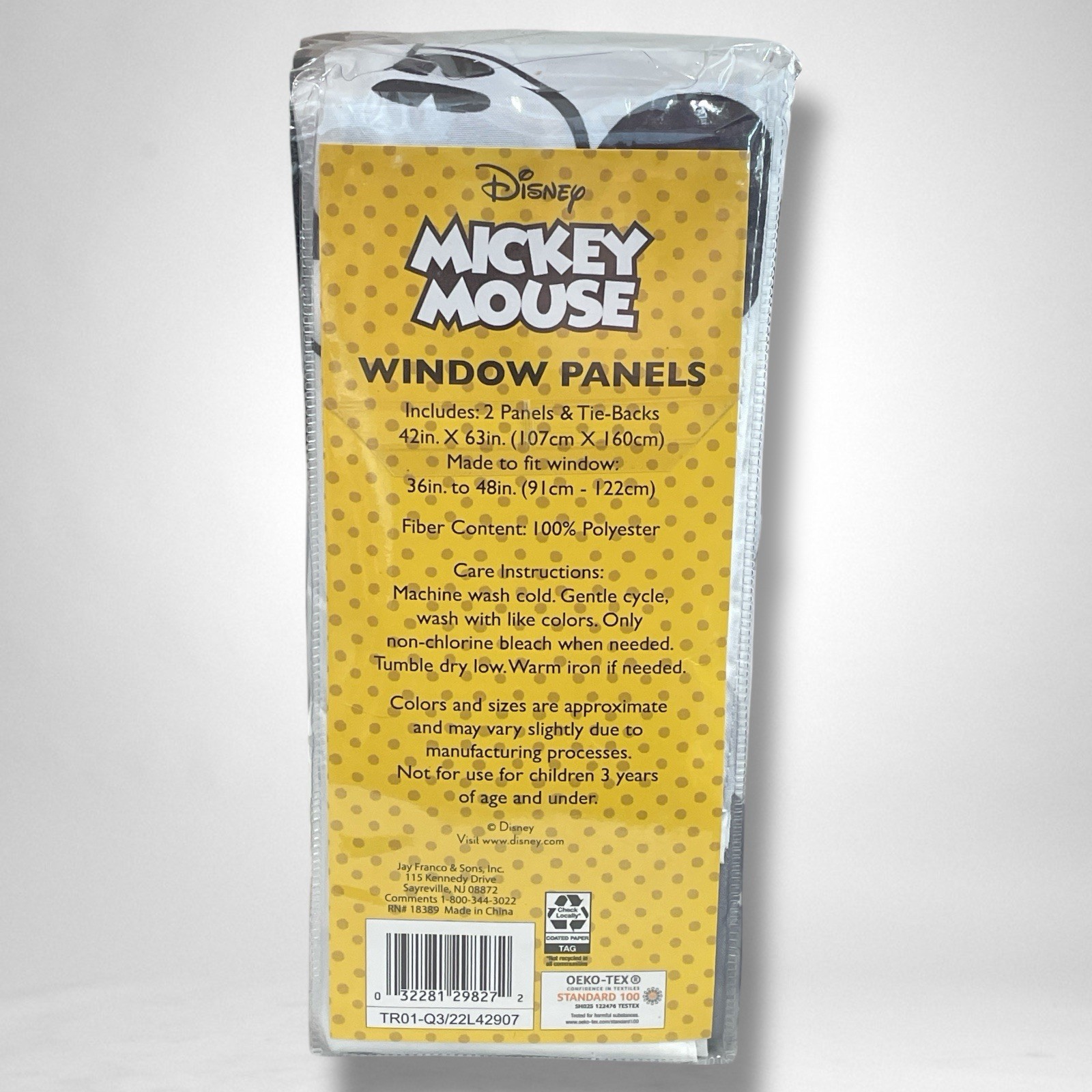Disney Mickey Mouse Window Panels Curtains 42″ x 63″ Set 2 Panels With Tiebacks
