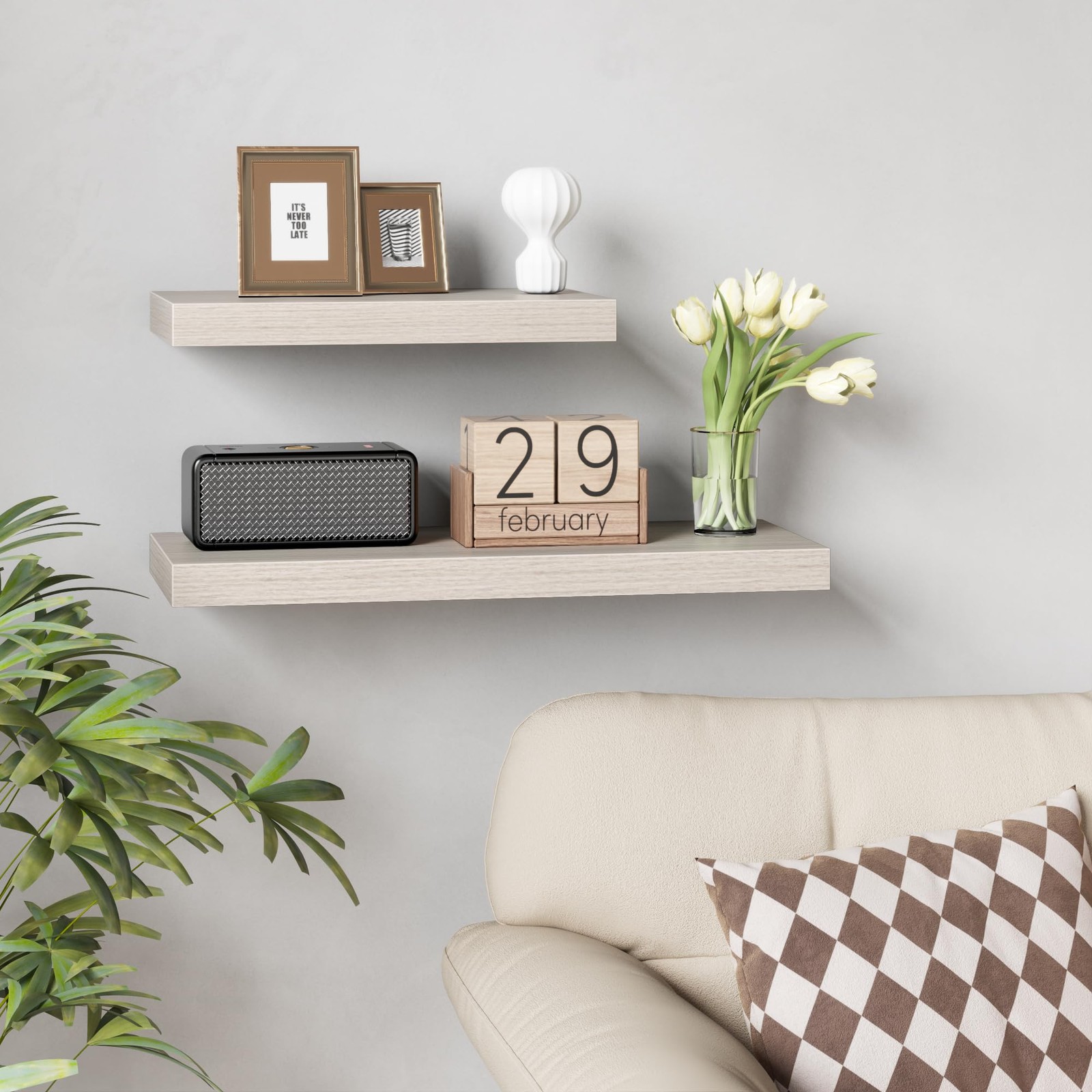 55 Inch Floating Shelves – Fireplace Mantel Shelf – Deep Wall Mounted Wood St…
