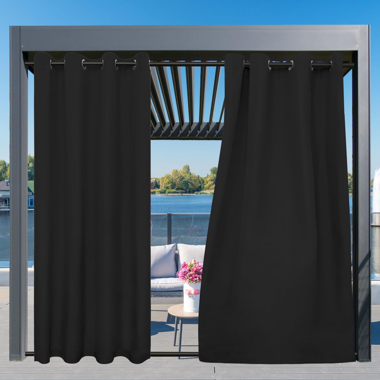 Outdoor Curtains Waterproof Windproof Weatherproof Curtain for Patio, Cabana,…